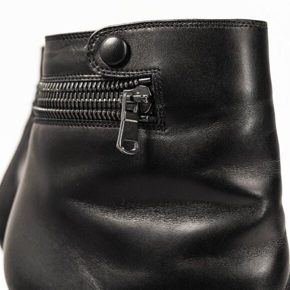 Brian Atwood Nebula Black Tumbled Nubuck Leather Zip-Detail Pointed-Toe Booties - Picture 9 of 11